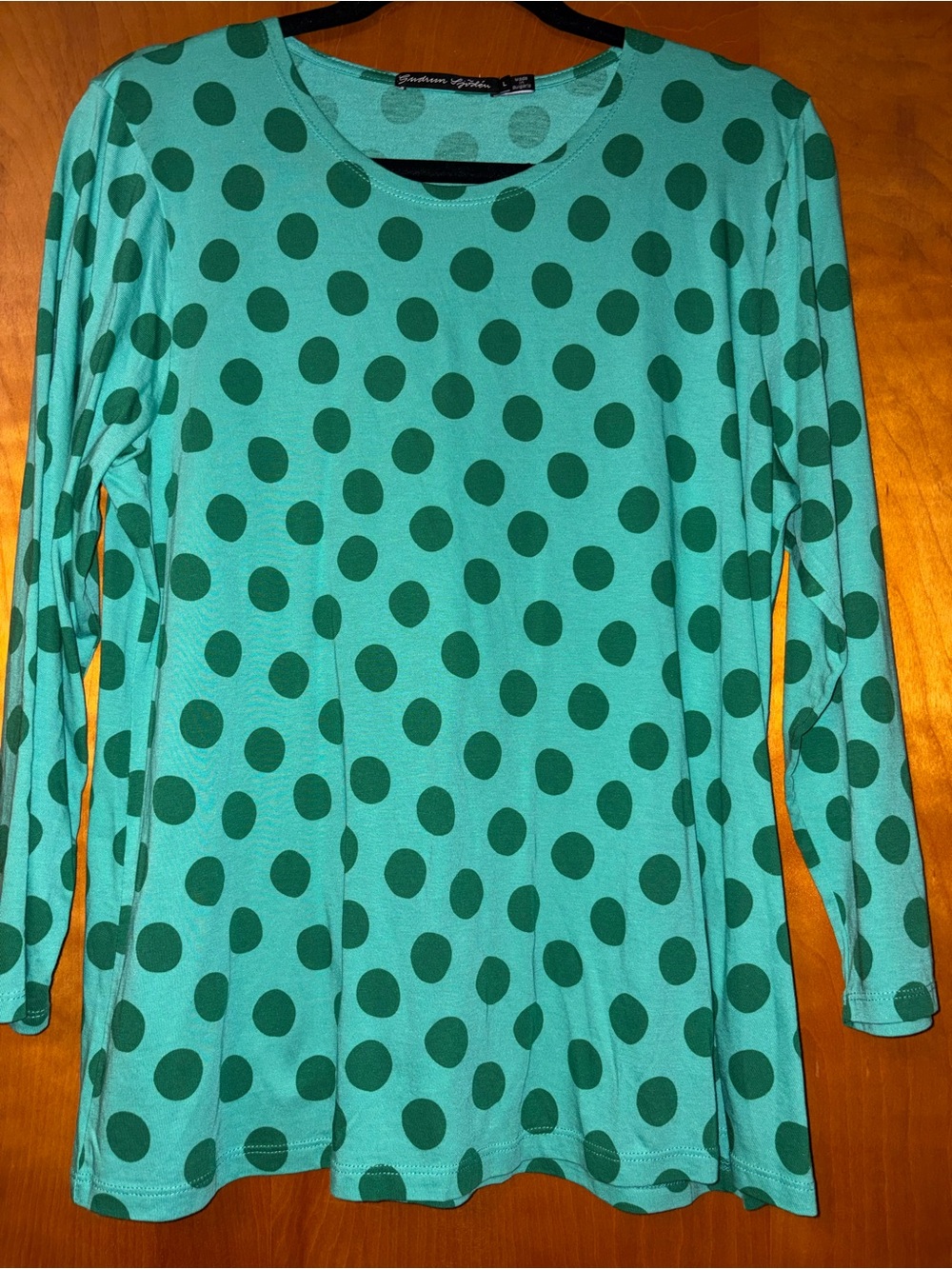 Gudrun Sjoden Organic Cotton Green Polka Dot Long-Sleeve Women's Top